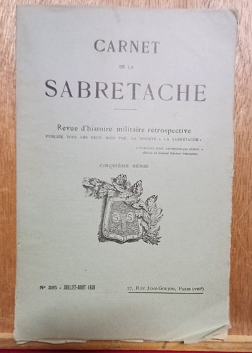 Carnet sabretache n 395 - carnet, n°395